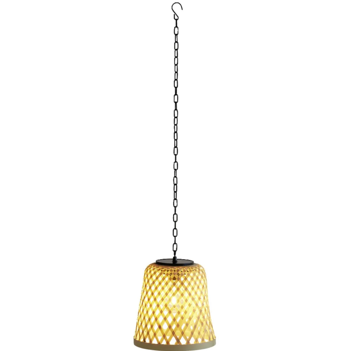 Lampe solaire suspension beige en bambou et fer Ø18xH20,5cm < Gifi Outlet