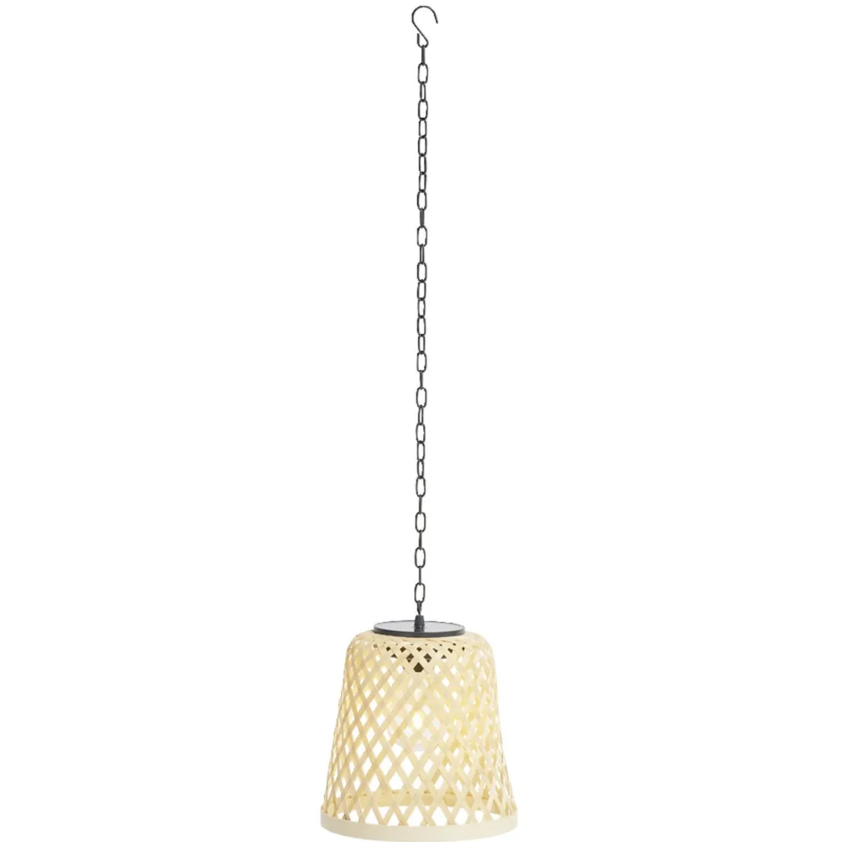 Lampe solaire suspension beige en bambou et fer Ø18xH20,5cm < Gifi Outlet
