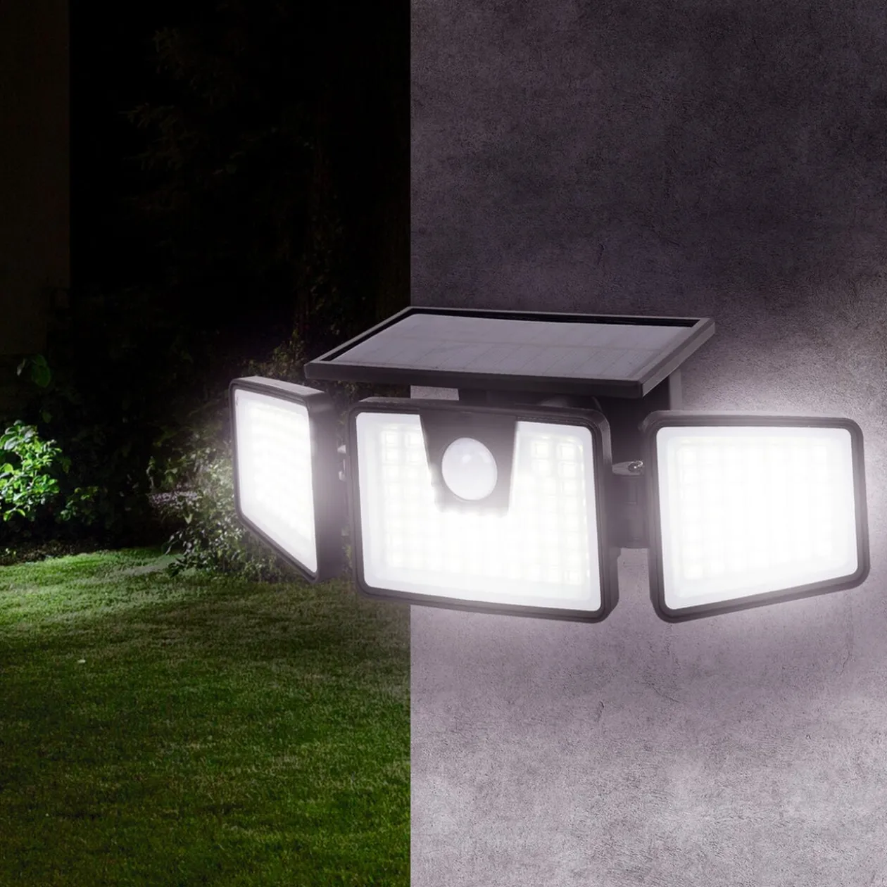 Lampe solaire triple LED 550 lumens détecteur de mouvement