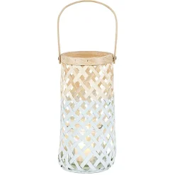 Lanterne avec anse en bois tressé bicolore < Gifi Outlet