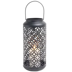 Lanterne carreaux de ciment ajourés métal noir Ø15xH34,5cm < Gifi Best