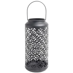 Lanterne carreaux de ciment ajourés métal noir Ø15xH34,5cm < Gifi Best