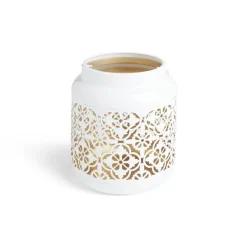 Lanterne carreaux de ciment ajourés métal blanc Ø12xH14cm < Gifi Outlet