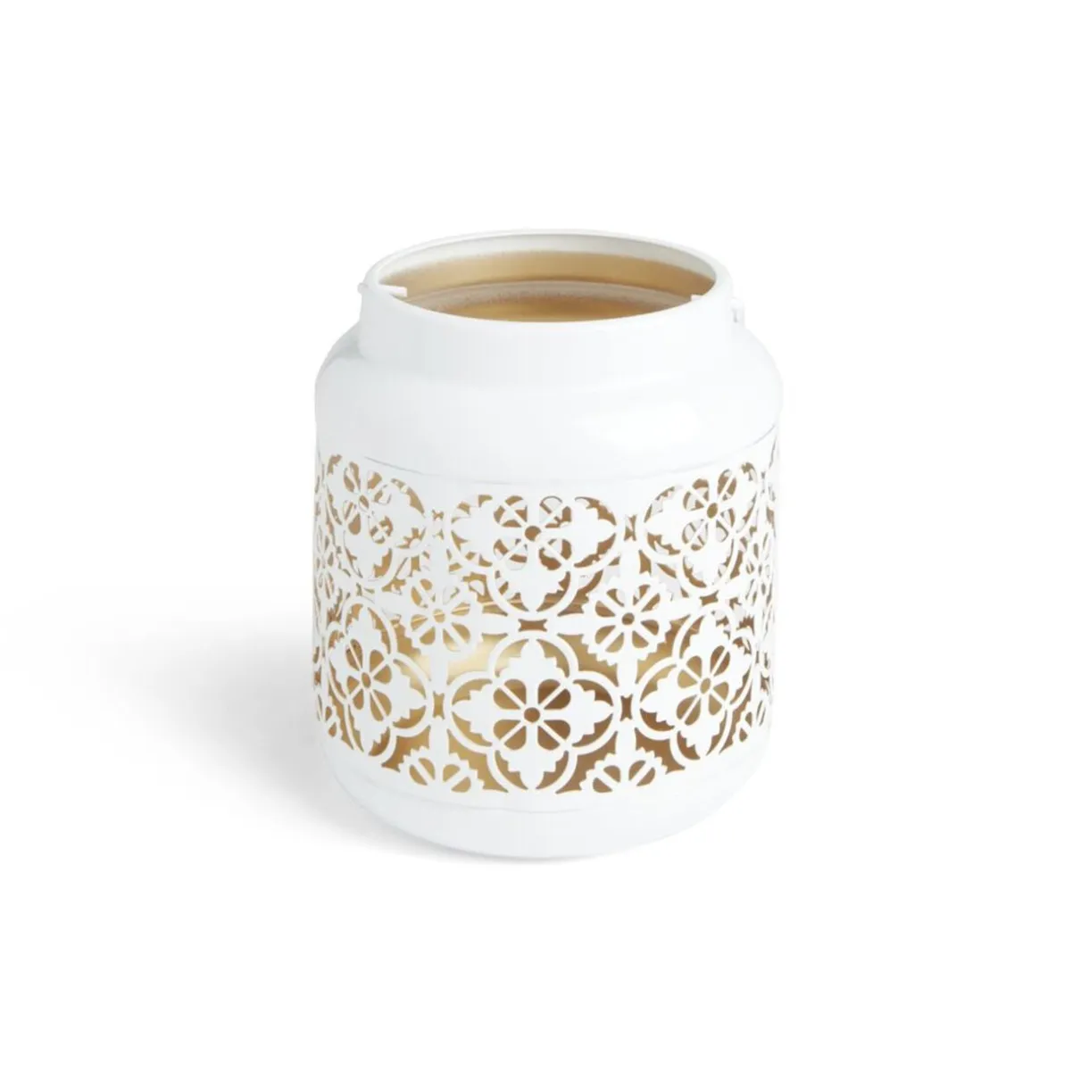 Lanterne carreaux de ciment ajourés métal blanc Ø12xH14cm < Gifi Outlet