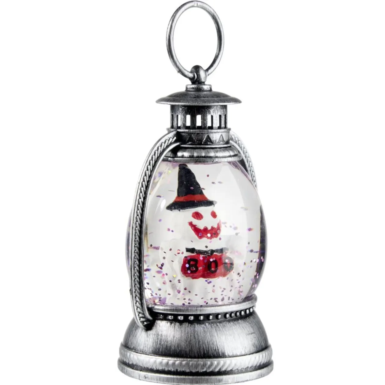 Lanterne déco LED Halloween fantôme boule à neige 8x6xH12cm