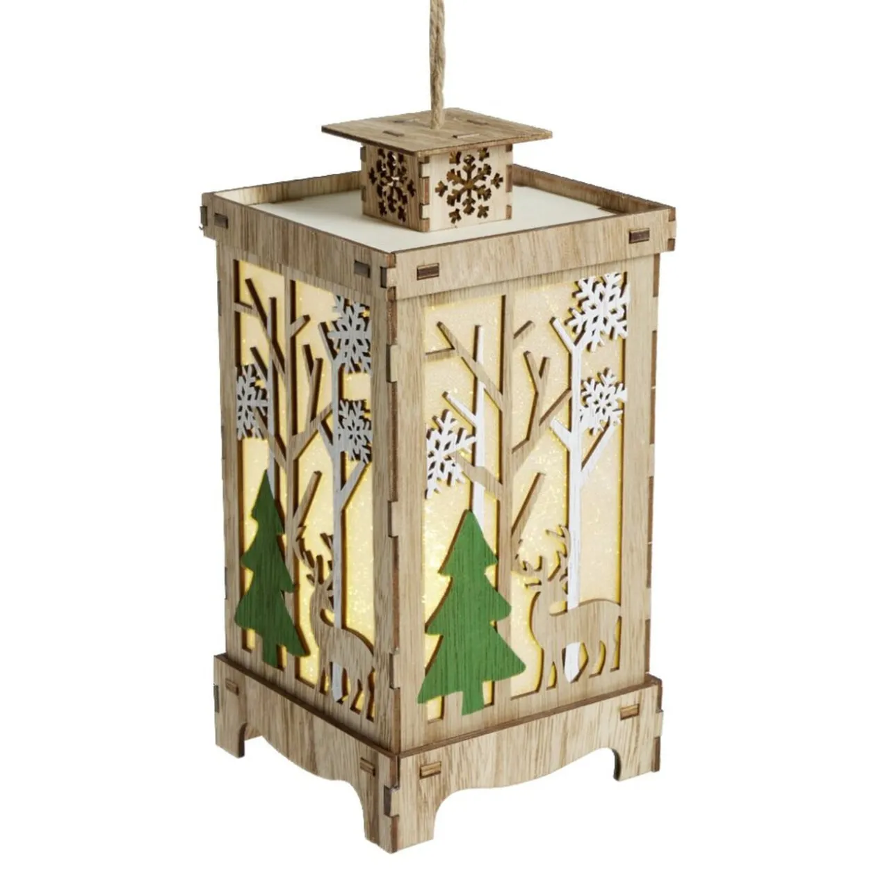 Lanterne de Noël lumineuse décor renne H23,5cm