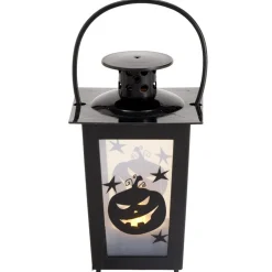 Lanterne Halloween LED décor citrouille plastique noir 7,5x7,5xH15,5cm (2 modèles) < Gifi New