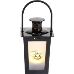 Lanterne Halloween LED décor citrouille plastique noir 7,5x7,5xH15,5cm (2 modèles) < Gifi New