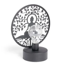 Lanterne LED Bouddha métal noir 18x10xH21,5cm