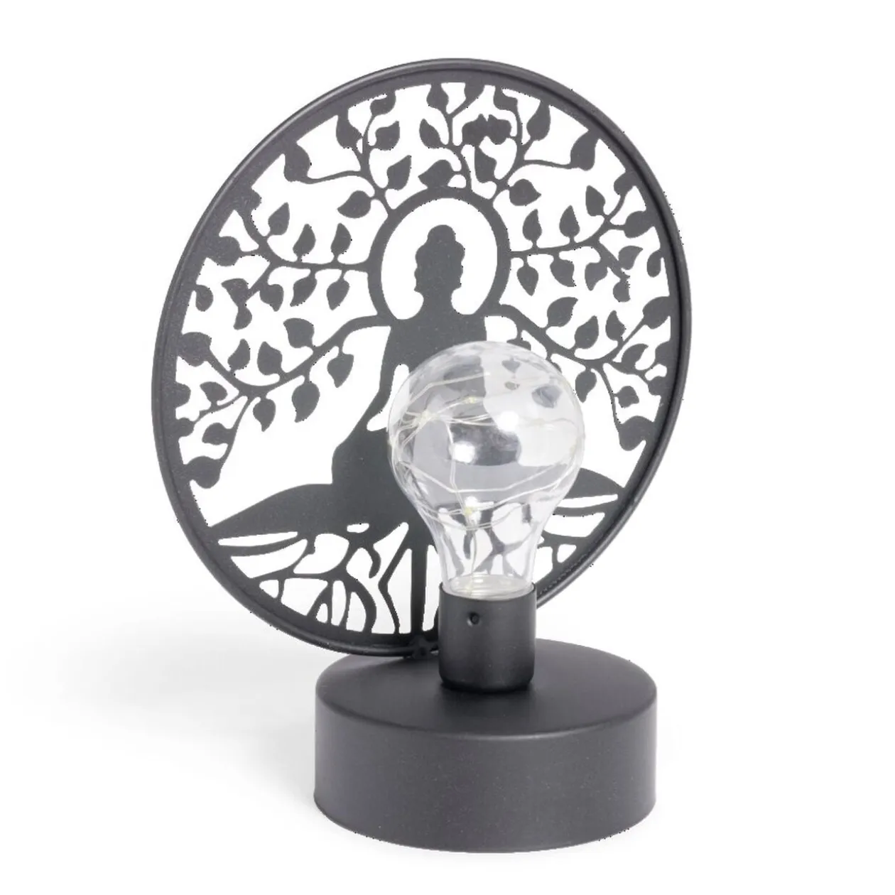 Lanterne LED Bouddha métal noir 18x10xH21,5cm