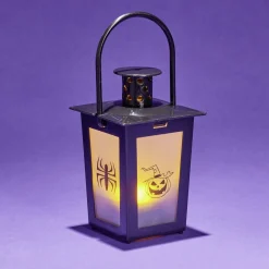 Lanterne LED Halloween animée à piles 7,4x7,4xH15,5cm
