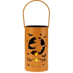 Lanterne LED Halloween métal orange Ø8xH15cm (2 modèles) < Gifi Hot
