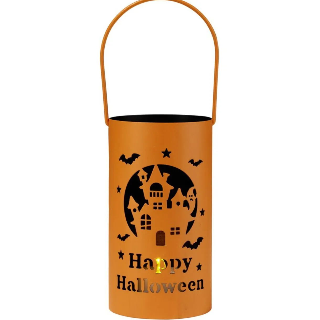 Lanterne LED Halloween métal orange Ø8xH15cm (2 modèles) < Gifi Hot