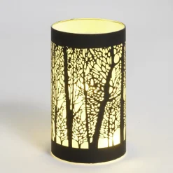 Lanterne LED motif forêt en verre noir Ø9xH15cm < Gifi Discount