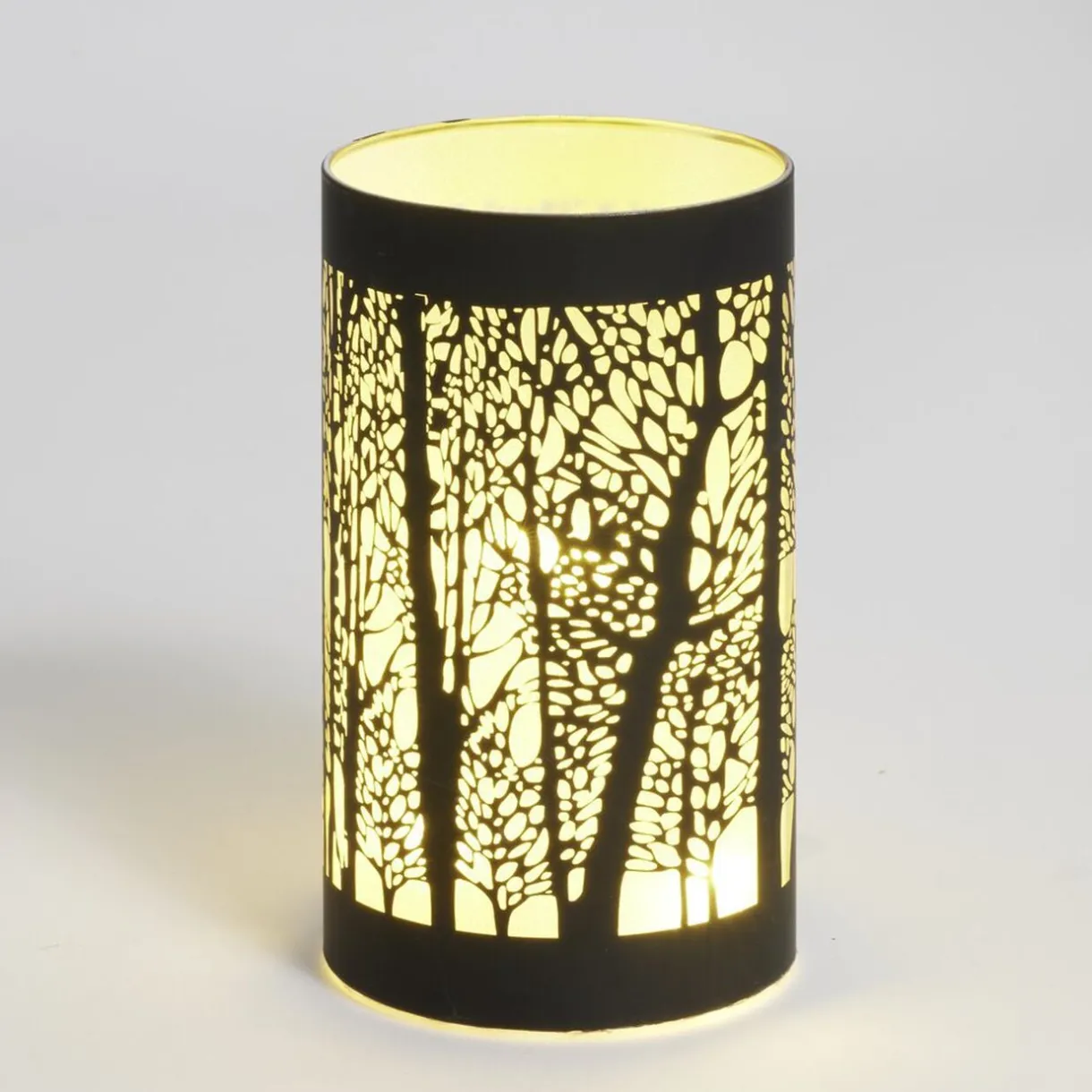 Lanterne LED motif forêt en verre noir Ø9xH15cm < Gifi Discount