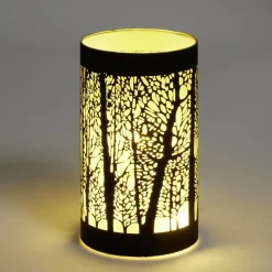 Lanterne LED motif forêt en verre noir Ø9xH15cm < Gifi Discount