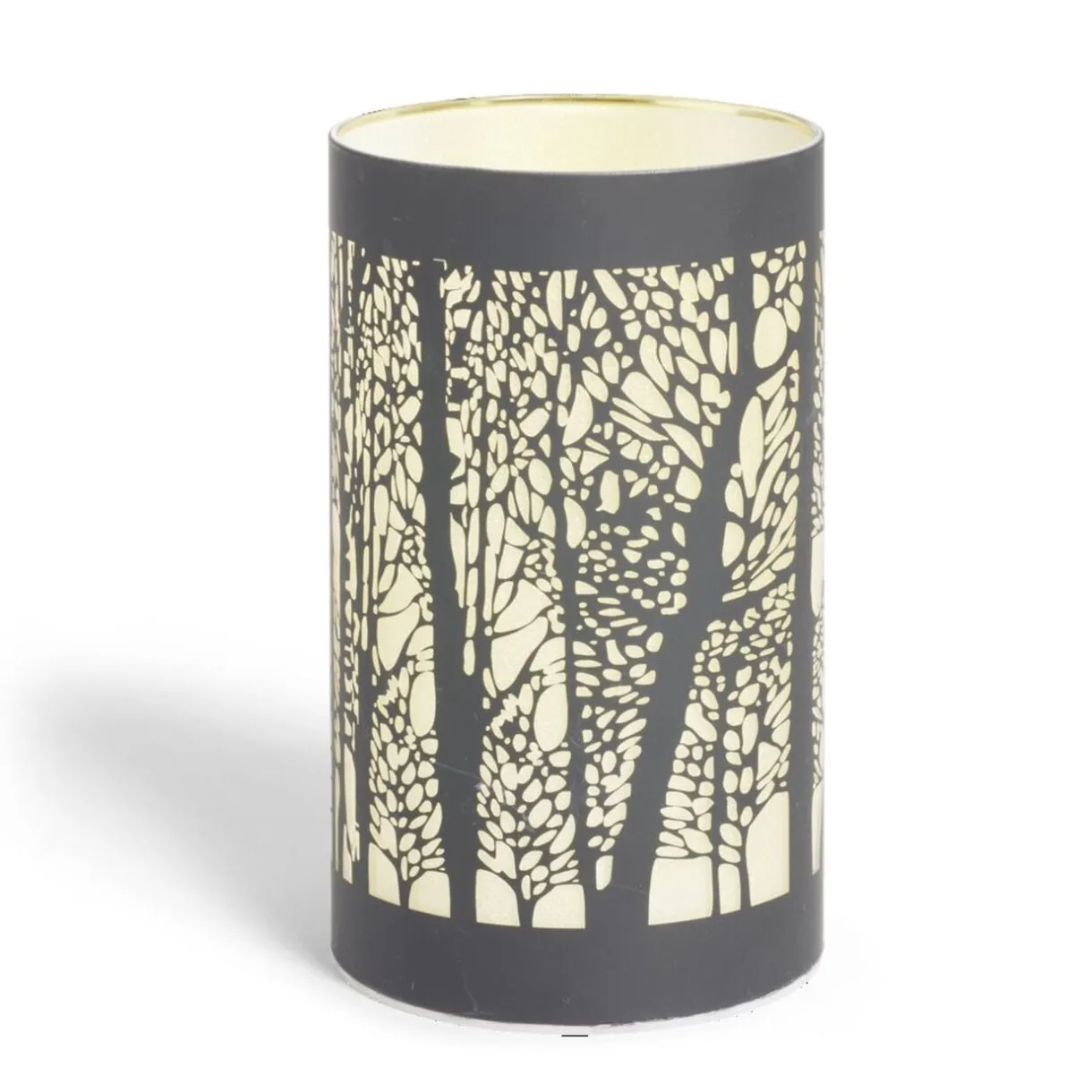 Lanterne LED motif forêt en verre noir Ø9xH15cm < Gifi Discount
