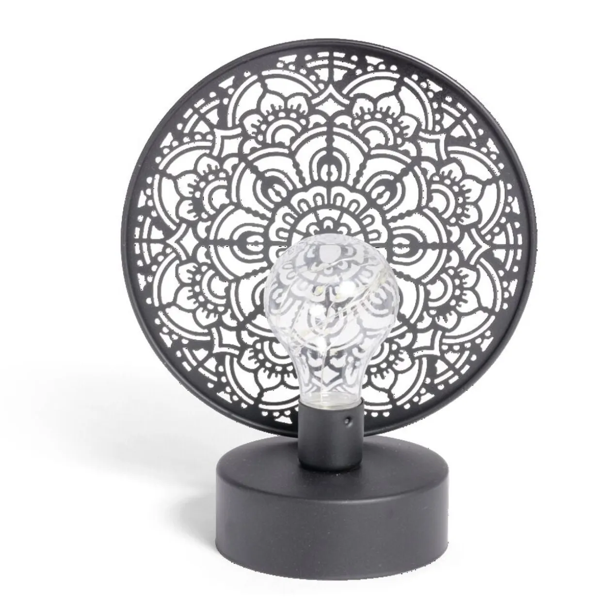 Lanterne LED rosace métal noir 18x10xH21,5cm