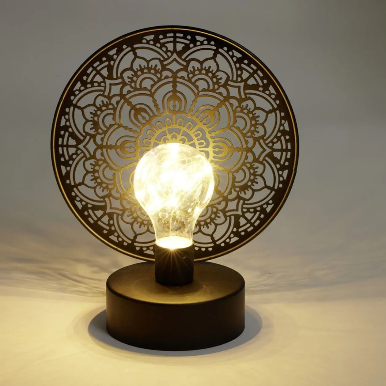Lanterne LED rosace métal noir 18x10xH21,5cm