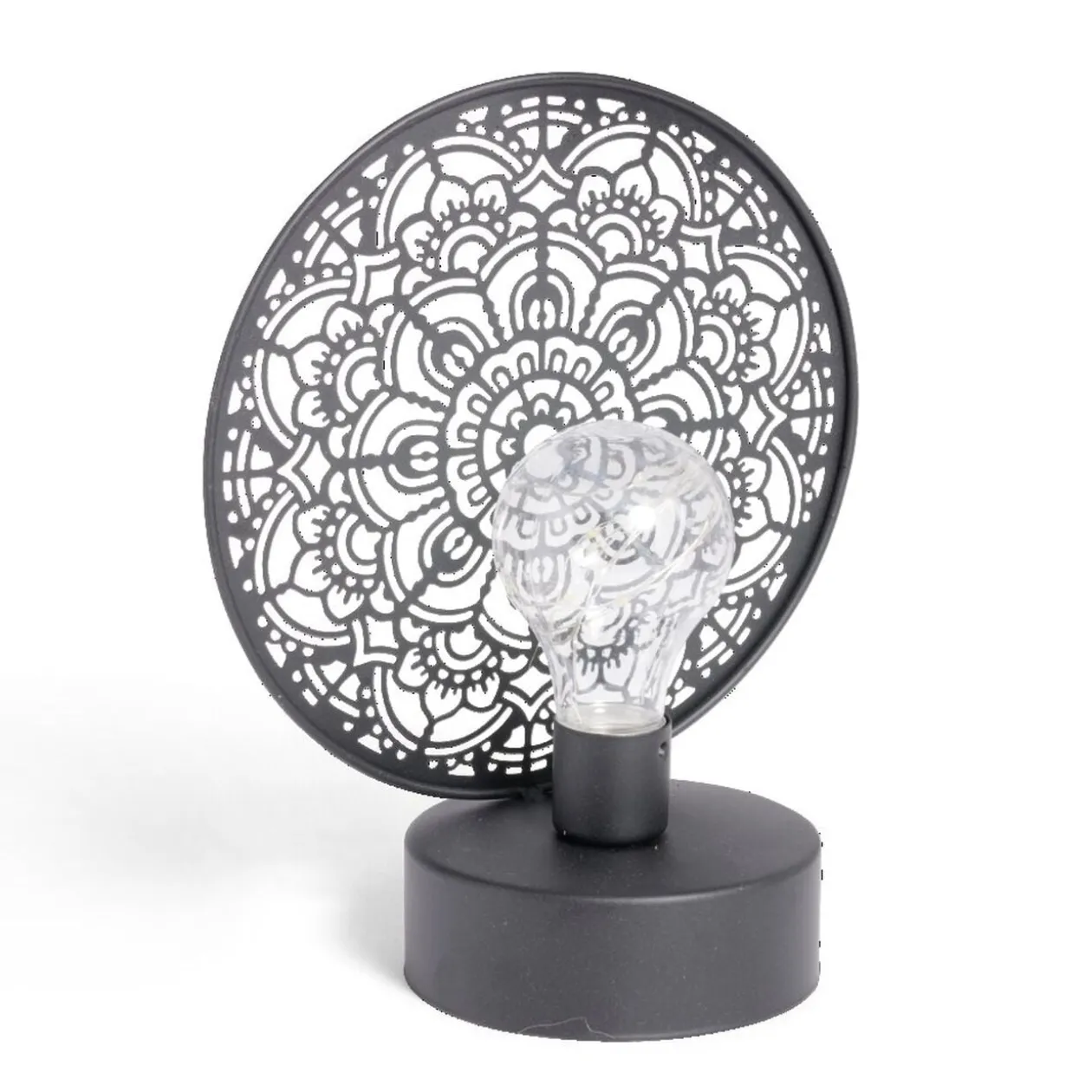 Lanterne LED rosace métal noir 18x10xH21,5cm
