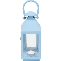 Lanterne photophore en métal bleu