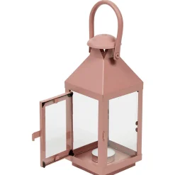 Lanterne photophore en métal rose