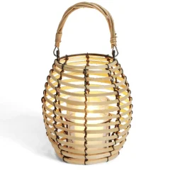 Lanterne rotin beige et noir Ø17xH17cm