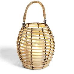 Lanterne rotin beige et noir Ø17xH17cm