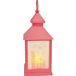 Lanterne rouge lumineuse 1LED blanc chaud H23cm