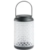 Lanterne solaire décorative plastique effet verre texturé Ø12,5xH20cm