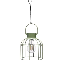 Lanterne solaire métal vert Ø14xH16/38cm