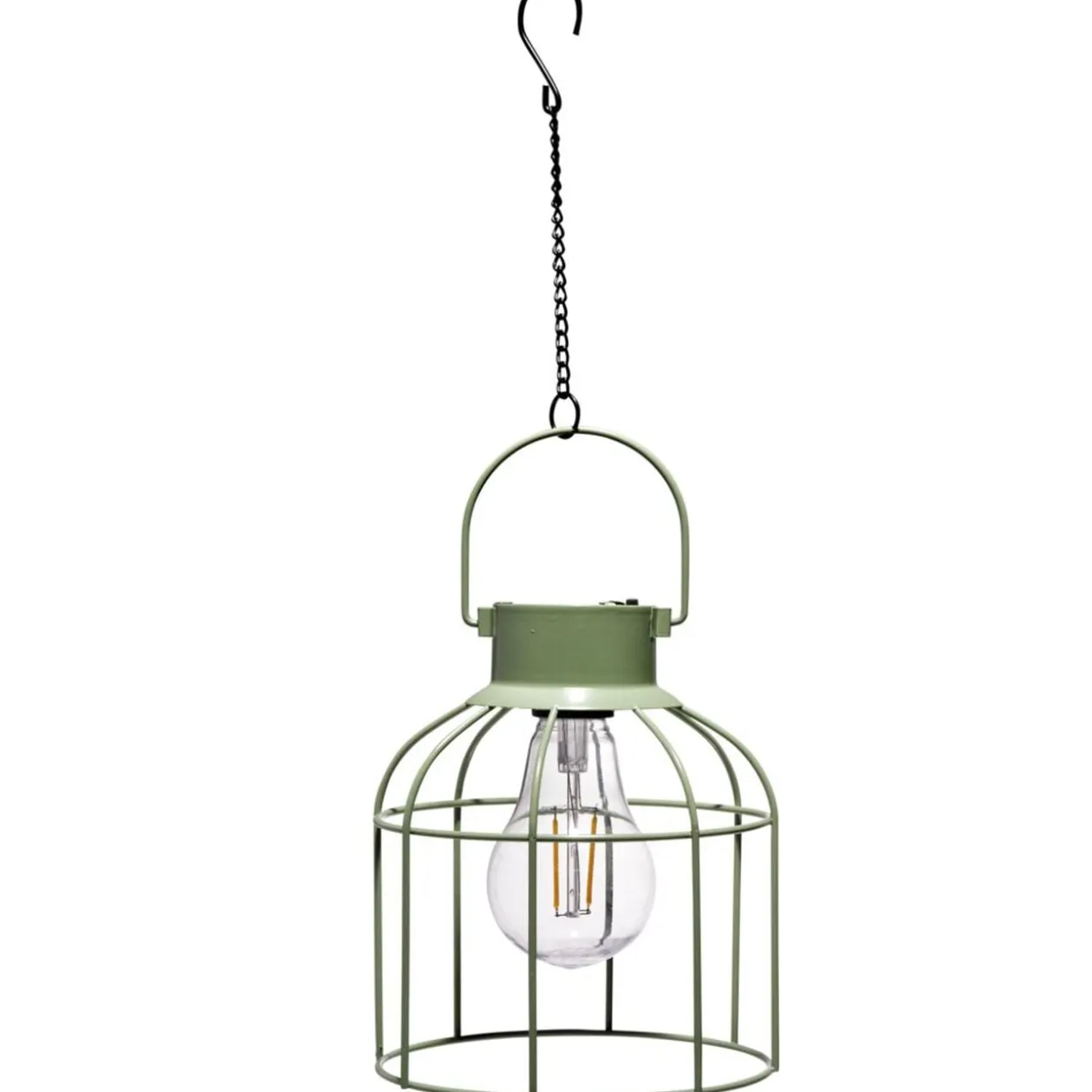 Lanterne solaire métal vert Ø14xH16/38cm