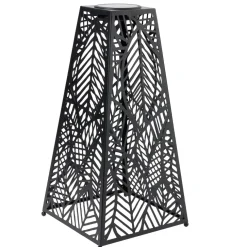 Lanterne solaire à poser métal ajouré noir 25x25xH50cm < Gifi Online