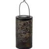 Lanterne solaire ronde LED arbre de vie métal bronze marron Ø10xH28cm
