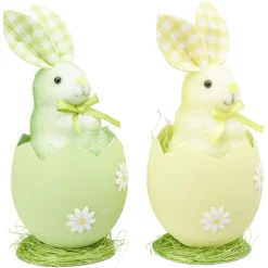 Lapin dans oeuf de Pâques motif Vichy x 2