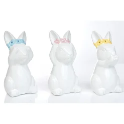 Lapin de la sagesse à poser céramique blanc Ø6xH12cm x3 < Gifi Hot