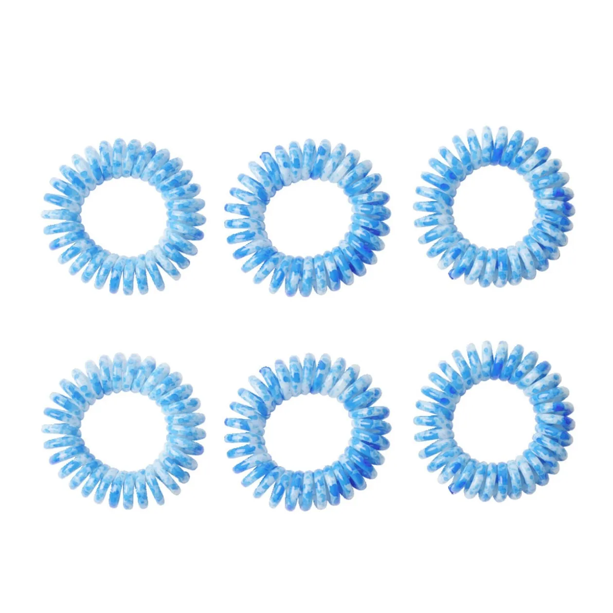 Élastique à cheveux x6 plastique spirale Ø4,5cm (6 modèles)