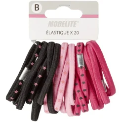Élastique latex uni imprimé noir rose x20 < Gifi Discount