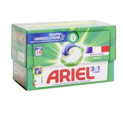 Lessive Ariel 19 capsules Original 3 en 1
