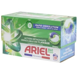 Lessive capsule Ariel Original 3en1 Pods 19 lavages < Gifi Discount