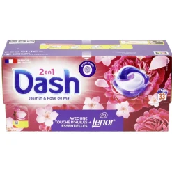 Lessive capsule Dash 2en1 Lenor jasmin et rose de Mai 33 lavages
