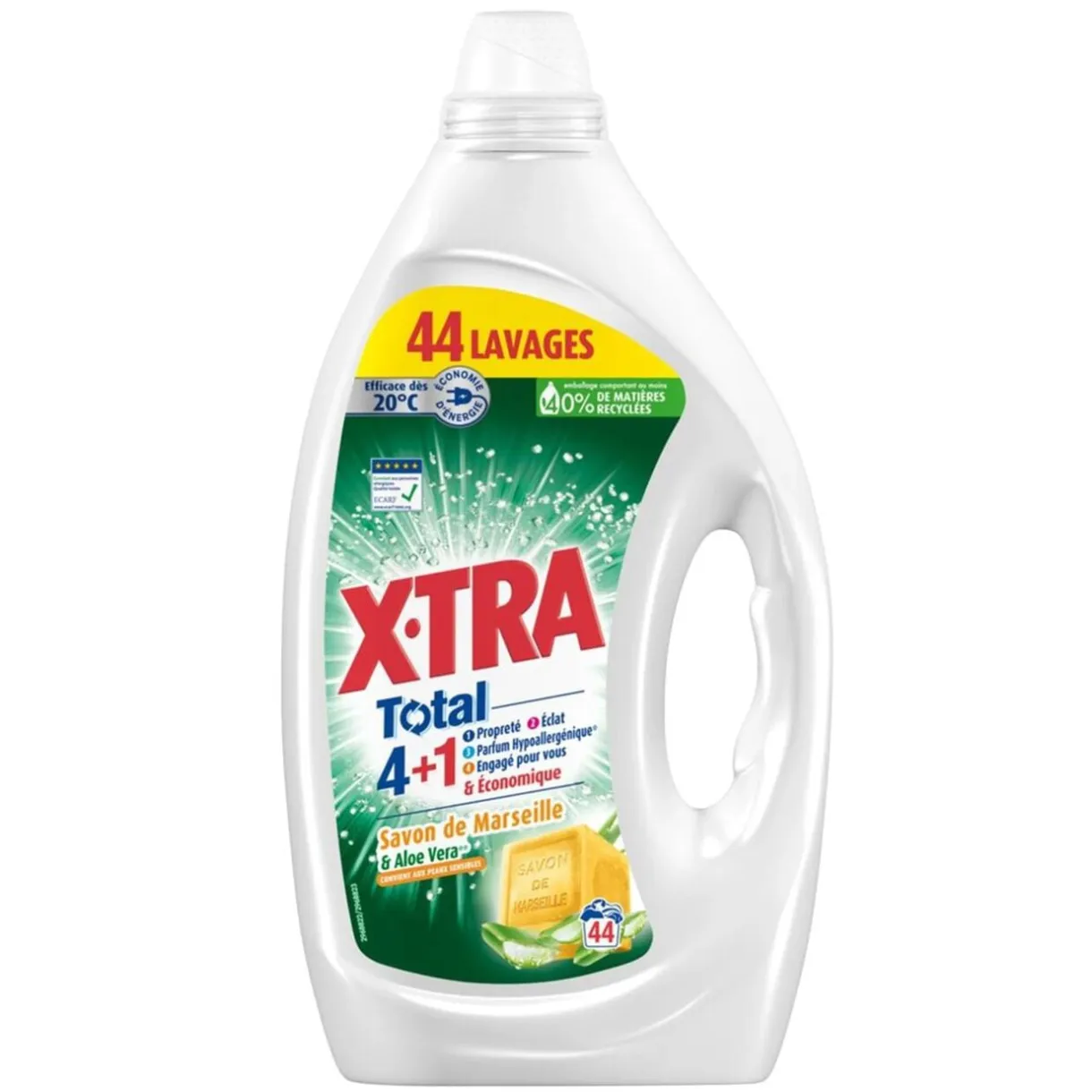 Lessive liquide XTRA total 4+1 savon de Marseille & aloe vera 44 lavages < Gifi Hot