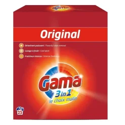 Lessive poudre Gama 3en1 25 lavages 1,6kg