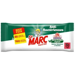 Lingette nettoyante désinfectante anti-bactérienne St Marc x80