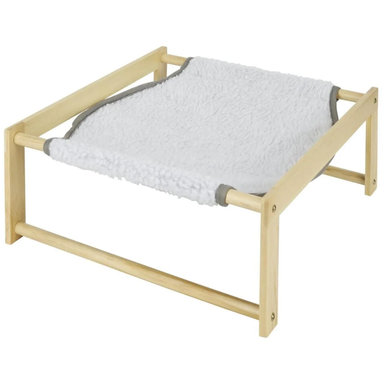 Lit hamac pour animaux en pin et polyester beige/gris - 37x39xH.15cm