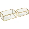 LOT Boîte de rangement en verre et effet laiton - OK CODES CRÉÉS < Gifi Discount
