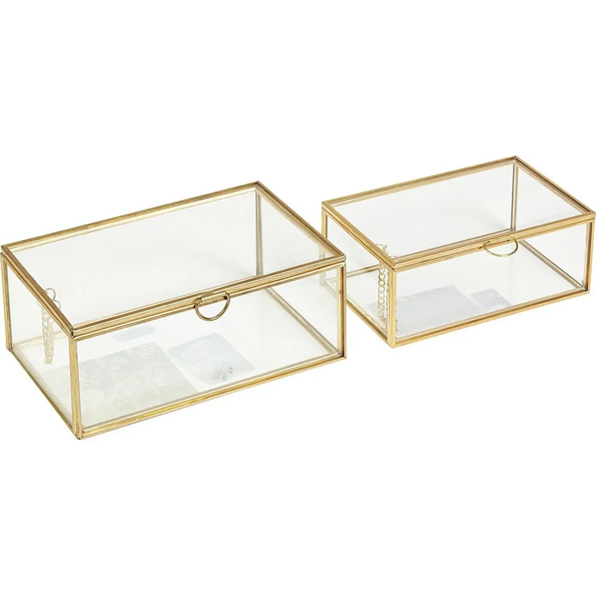 LOT Boîte de rangement en verre et effet laiton - OK CODES CRÉÉS < Gifi Discount