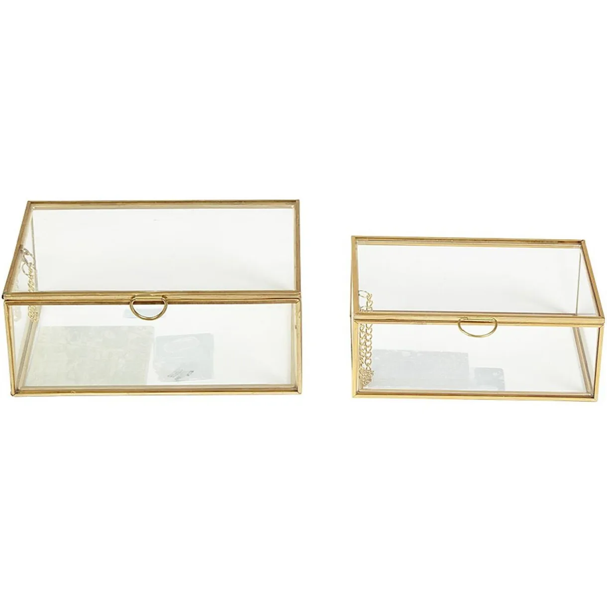 LOT Boîte de rangement en verre et effet laiton - OK CODES CRÉÉS < Gifi Discount