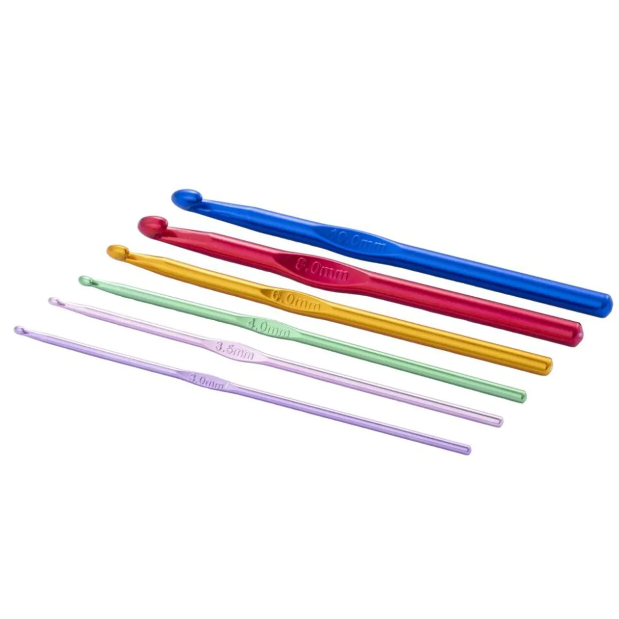 Lot de 6 aiguilles à crochet Ø3 à 10mm aluminium multicolore