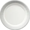 Lot de 10 assiettes carton blanc bord gris Ø23cm